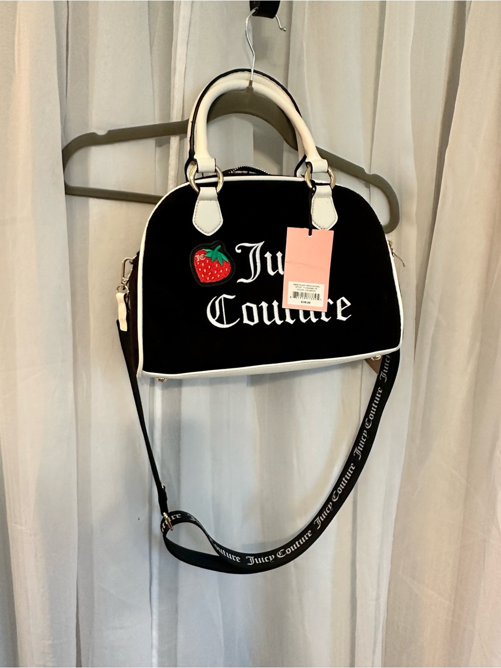 Juicy Couture Black & White Strawberry Patch Purse Arm and Shoulder Strap NWT - Picture 1 of 13